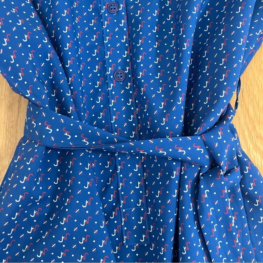Vintage Raoul Elegant Patterned Blue Women's Dress - Picture 4 of 11